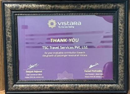 Award for significant contribution to the airline's passenger revenue growth