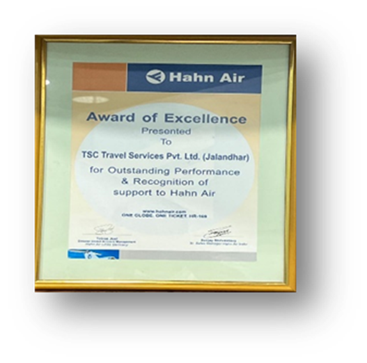 Award of Excellence By Hahn Air