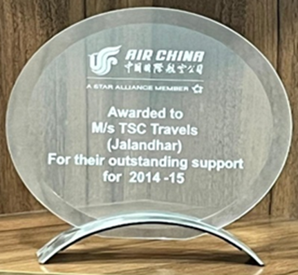 Outstanding Support Award From Air China 2014-2015